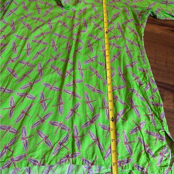Haley And The Hound Tunic Shirt Blouse Green Pink Dragonfly Women’s Large - Picture 4 of 7
